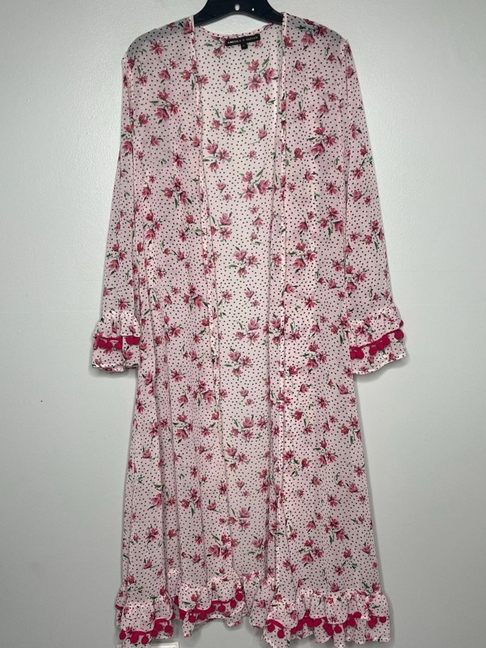 America and Beyond Pink Floral Kimono/Cover Up